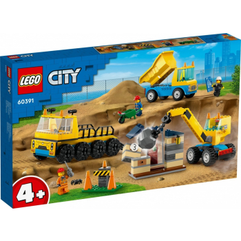 LEGO Klocki City 60391 Ciężarówki i dźwig z kulą wyburzeniową