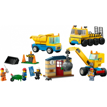 LEGO Klocki City 60391 Ciężarówki i dźwig z kulą wyburzeniową