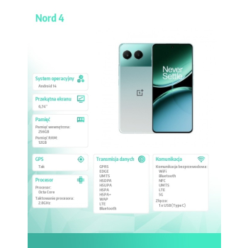 Smartfon OnePlus Nord 4 12 GB / 256 GB 5G zielony