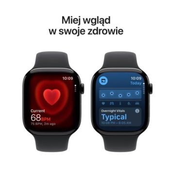 Smartwatch Apple Watch 11 42mm gwiezdna szarość koperta czarny pasek - M/L