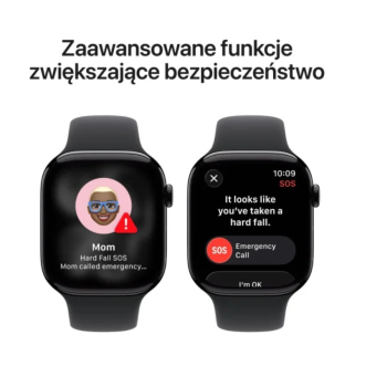 Smartwatch Apple Watch 11 42mm gwiezdna szarość koperta czarny pasek - M/L